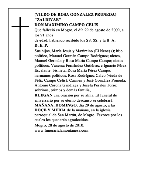 DON MAXIMINO CAMPO CELIS