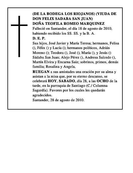 DOÑA TEOFILA ROMEO MARQUINEZ