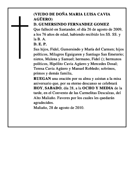 D. GUMERSINDO FERNANDEZ GOMEZ
