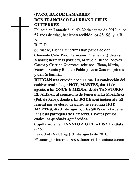 DON FRANCISCO LAUREANO CELIS GUTIERREZ