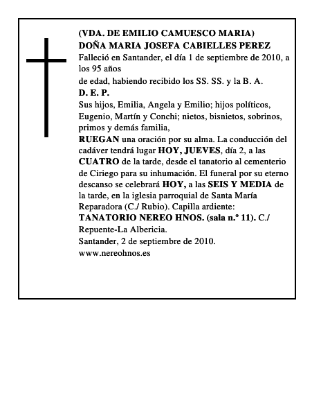 DOÑA MARIA JOSEFA CABIELLES PEREZ