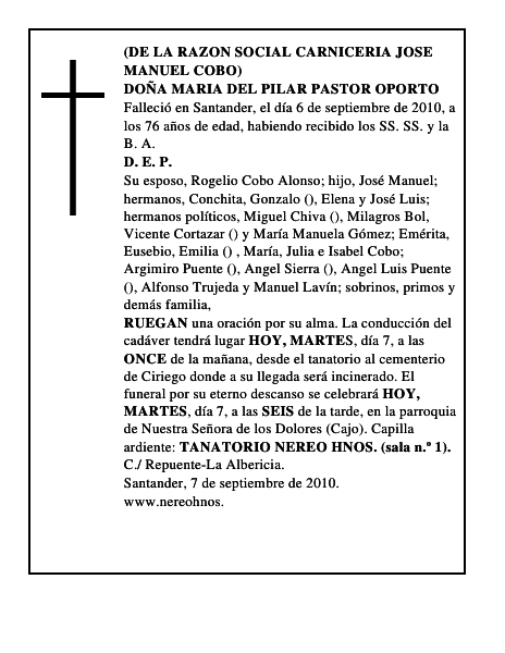 DOÑA MARIA DEL PILAR PASTOR OPORTO