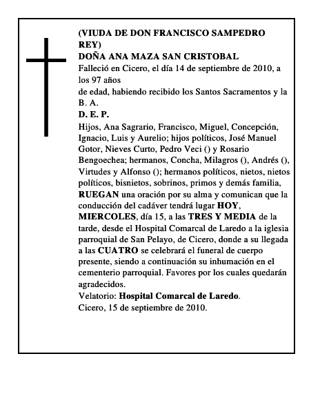 DOÑA ANA MAZA SAN CRISTOBAL