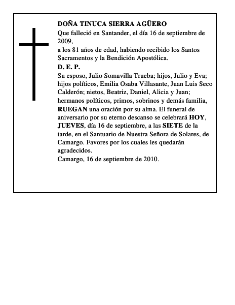 DOÑA TINUCA SIERRA AGÜERO