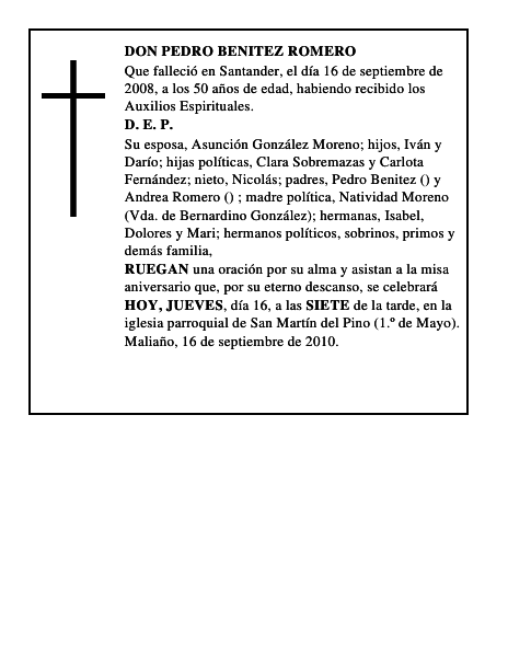 DON PEDRO BENITEZ ROMERO