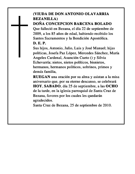 DOÑA CONCEPCION BARCENA BOLADO