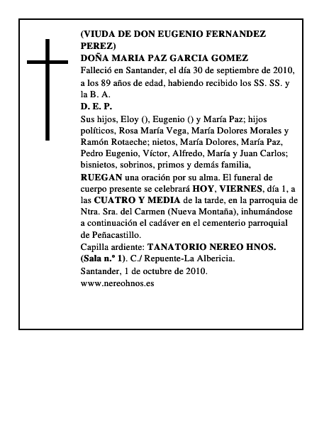 DOÑA MARIA PAZ GARCIA GOMEZ