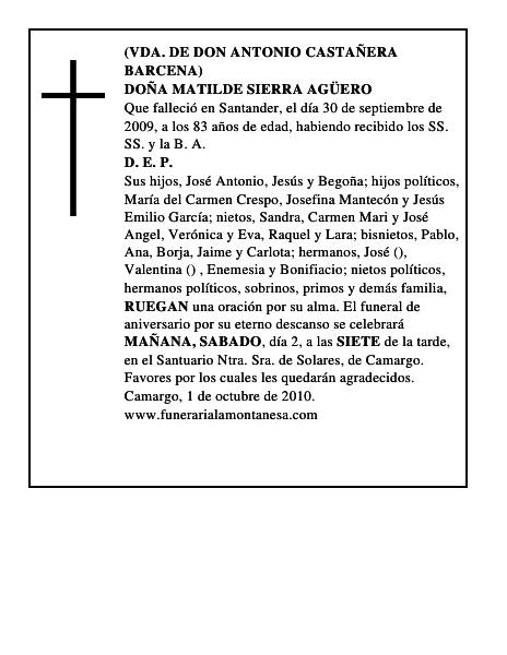 DOÑA MATILDE SIERRA AGÜERO