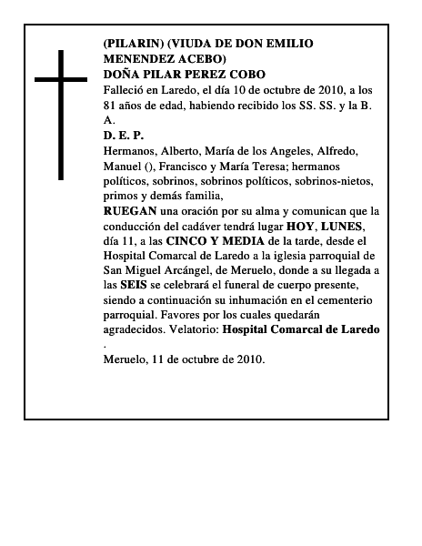 DOÑA PILAR PEREZ COBO
