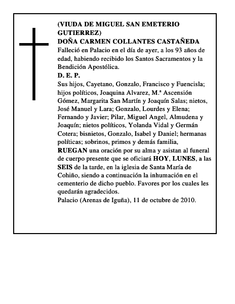 DOÑA CARMEN COLLANTES CASTAÑEDA