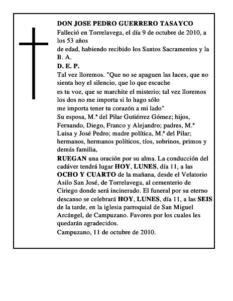 DON JOSE PEDRO GUERRERO TASAYCO