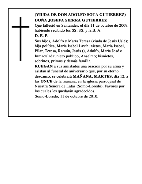 DOÑA JOSEFA SIERRA GUTIERREZ