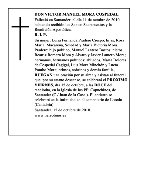 DON VICTOR MANUEL MORA COSPEDAL