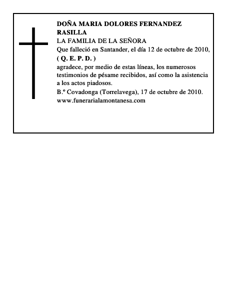 DOÑA MARIA DOLORES FERNANDEZ RASILLA