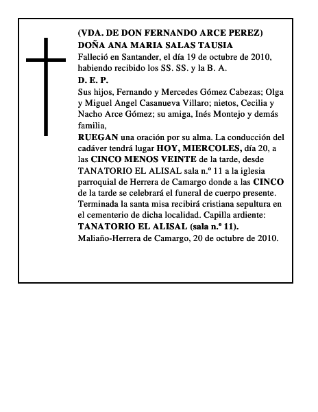 DOÑA ANA MARIA SALAS TAUSIA