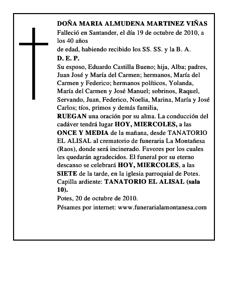 DOÑA MARIA ALMUDENA MARTINEZ VIÑAS