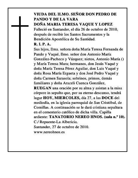 DOÑA MARIA TERESA VAQUE Y LOPEZ