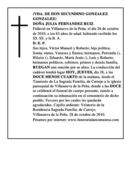 DOÑA JULIA FERNANDEZ RUIZ