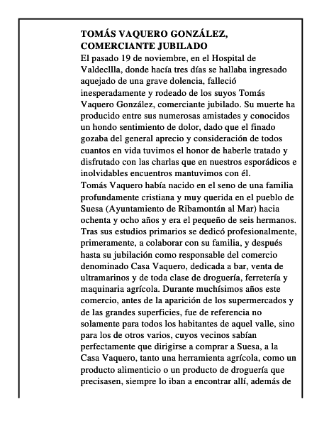 Tomás Vaquero González, comerciante jubilado