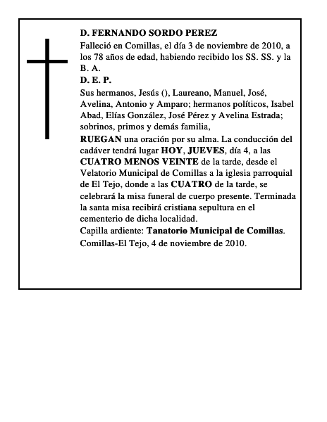 D. FERNANDO SORDO PEREZ