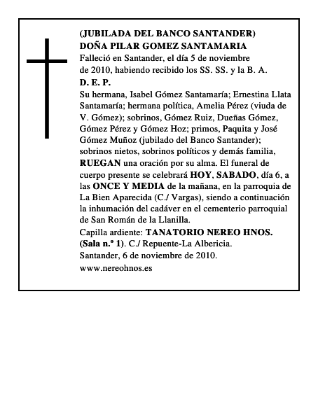 DOÑA PILAR GOMEZ SANTAMARIA
