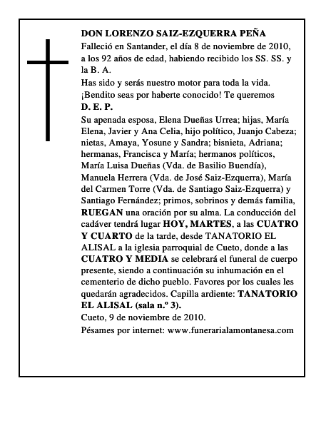 DON LORENZO SAIZ-EZQUERRA PEÑA