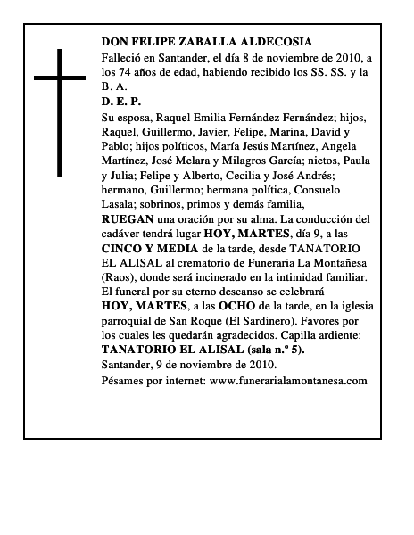 DON FELIPE ZABALLA ALDECOSIA