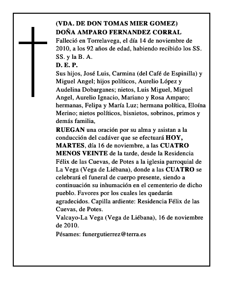 DOÑA AMPARO FERNANDEZ CORRAL