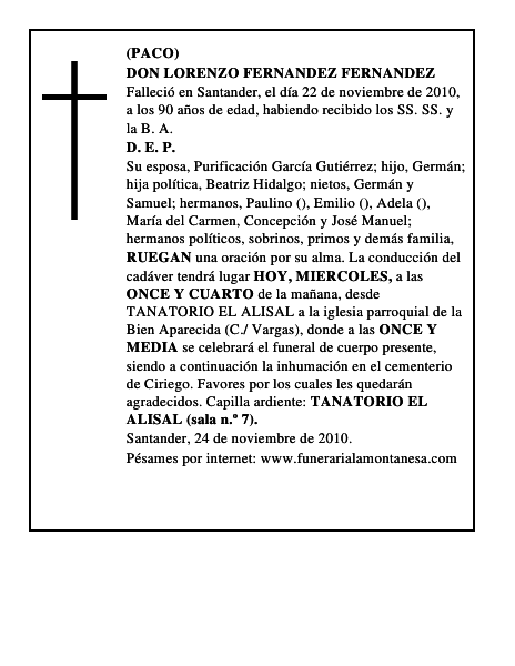 DON LORENZO FERNANDEZ FERNANDEZ