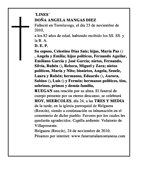 DOÑA ANGELA MANGAS DIEZ