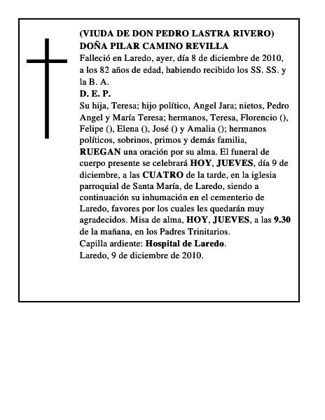 DOÑA PILAR CAMINO REVILLA
