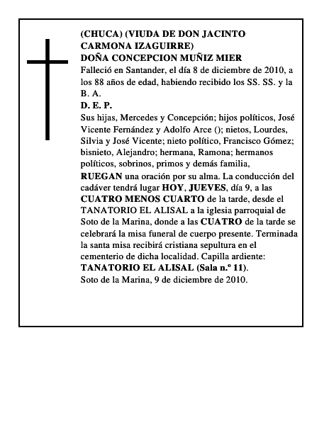 DOÑA CONCEPCION MUÑIZ MIER