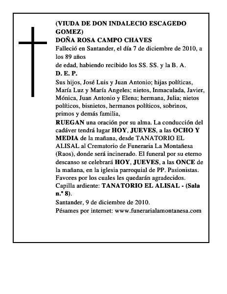 DOÑA ROSA CAMPO CHAVES