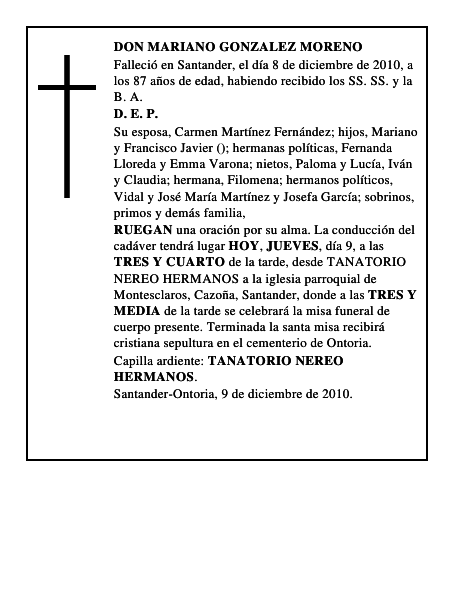 DON MARIANO GONZALEZ MORENO