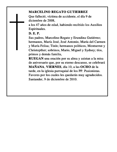 MARCELINO REGATO GUTIERREZ