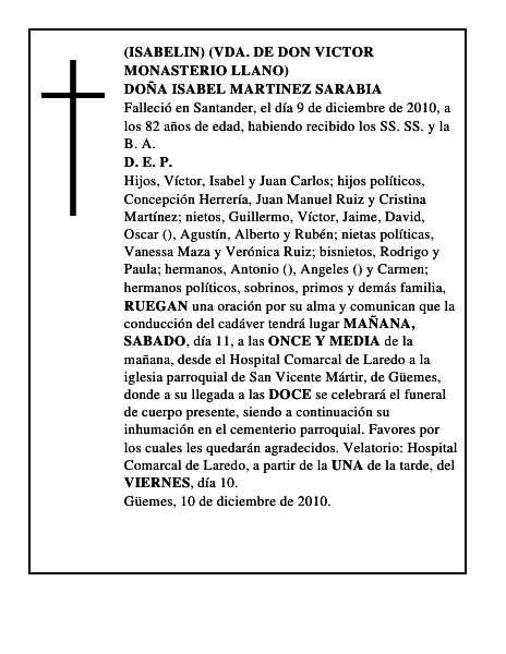 DOÑA ISABEL MARTINEZ SARABIA