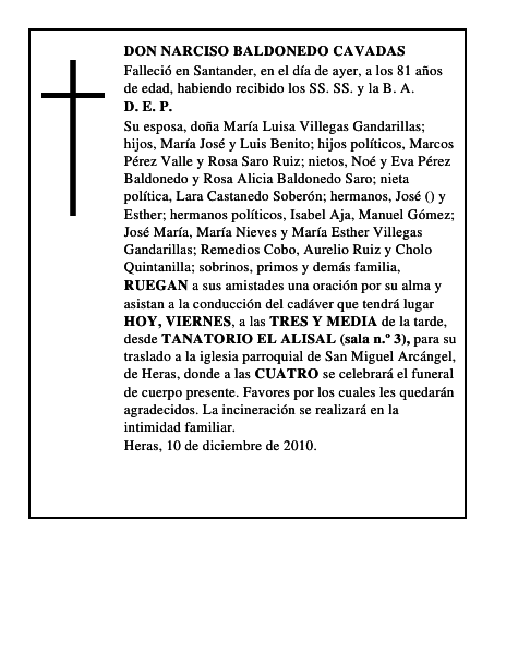 DON NARCISO BALDONEDO CAVADAS