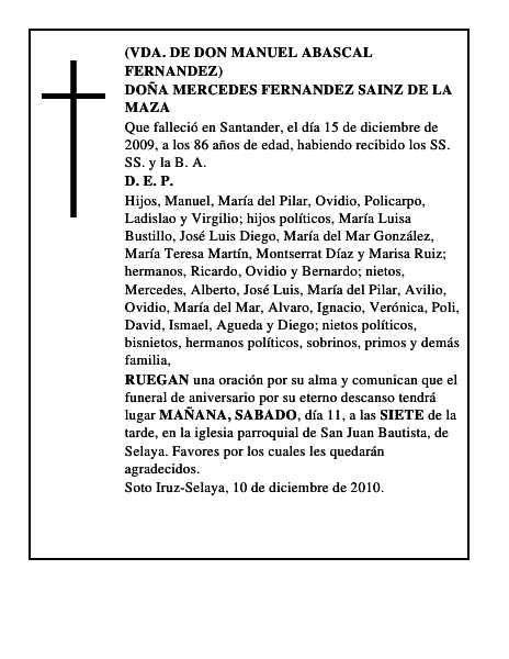 DOÑA MERCEDES FERNANDEZ SAINZ DE LA MAZA