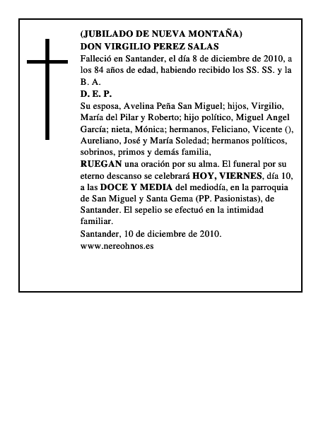 DON VIRGILIO PEREZ SALAS