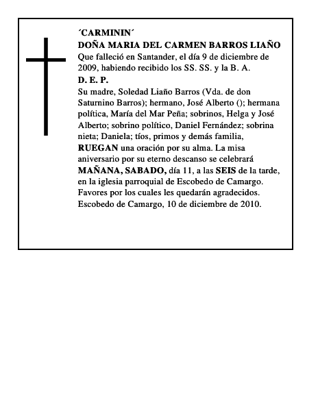DOÑA MARIA DEL CARMEN BARROS LIAÑO