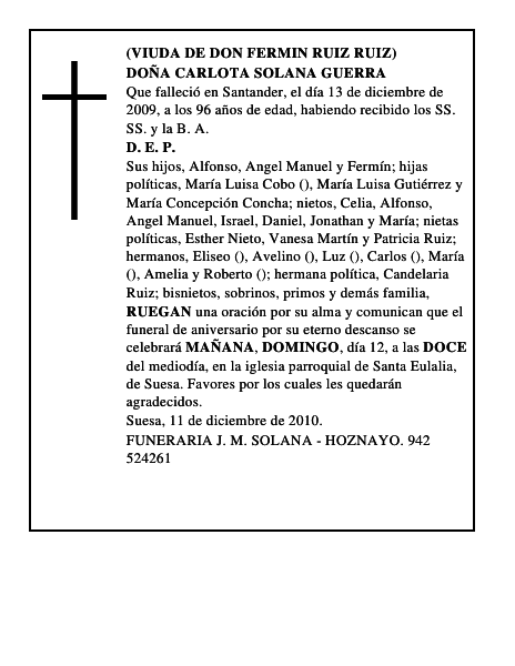 DOÑA CARLOTA SOLANA GUERRA