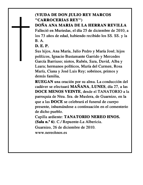 DOÑA ANA MARIA DE LA HERRAN REVILLA