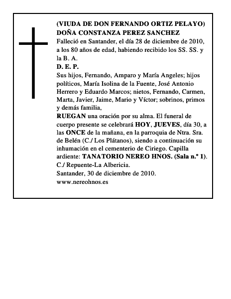 DOÑA CONSTANZA PEREZ SANCHEZ