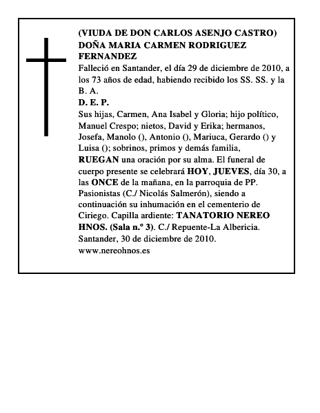 DOÑA MARIA CARMEN RODRIGUEZ FERNANDEZ