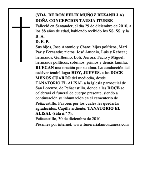 DOÑA CONCEPCION TAUSIA ITURBE