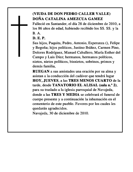 DOÑA CATALINA AMEZCUA GAMEZ