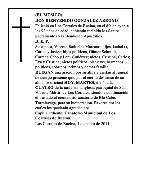 DON BIENVENIDO GONZALEZ ARROYO