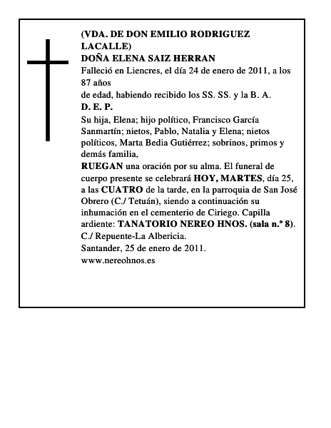 DOÑA ELENA SAIZ HERRAN