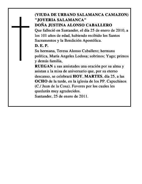 DOÑA JUSTINA ALONSO CABALLERO