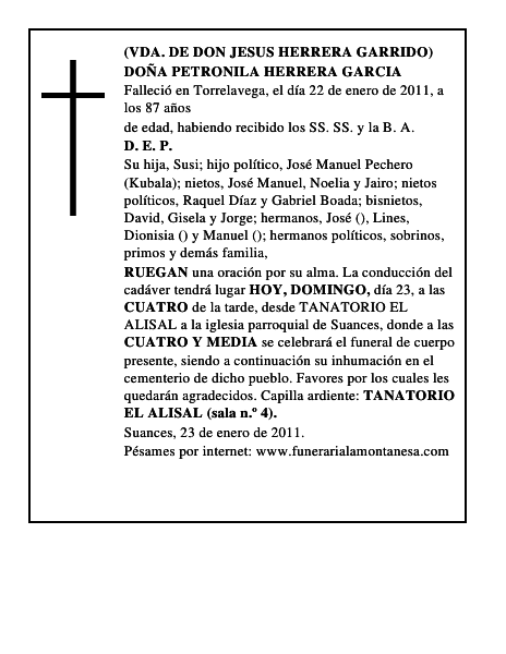 DOÑA PETRONILA HERRERA GARCIA
